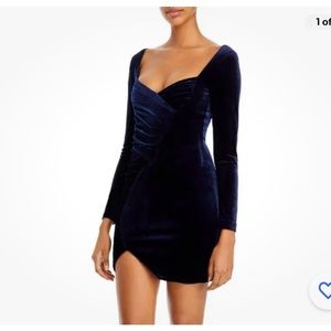 NWT Navy Bardot womens Xena cocktail dress Mini Velvet
